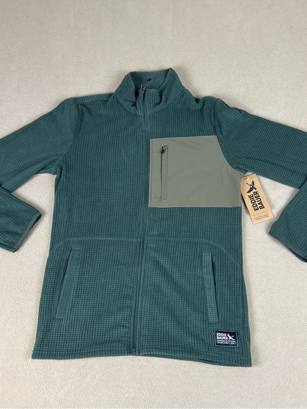 Eddie Bauer Elevation Jacket, Waffle Knit, Full Zip Sweatshirt. Men's Sz S